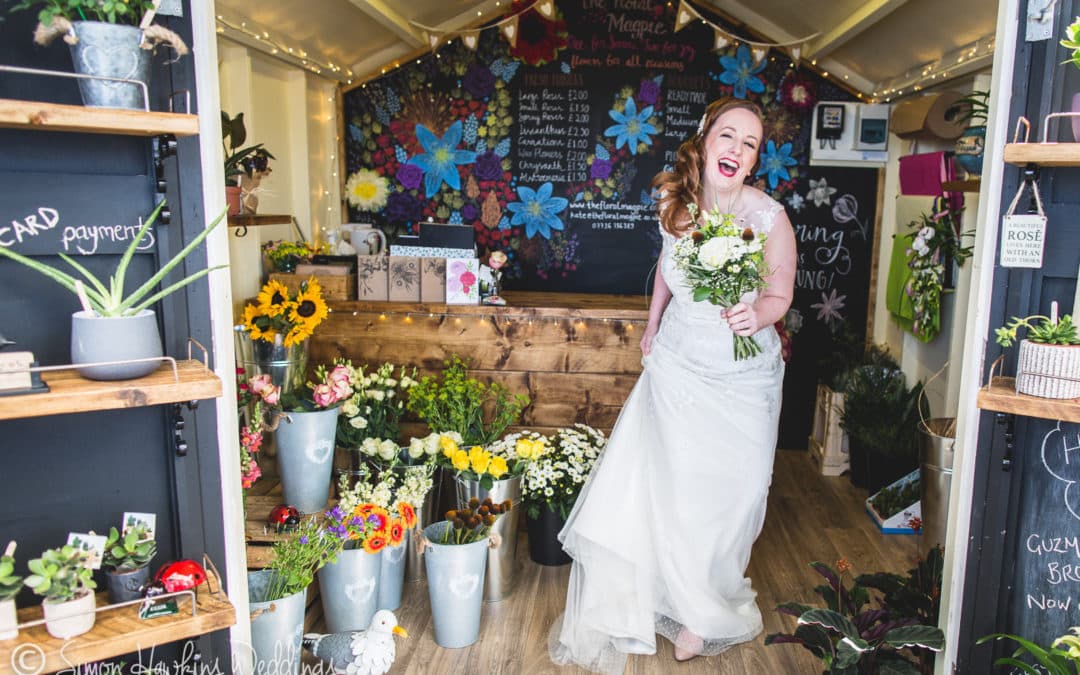 bride laughing on beach hut | Pretty Please by Katie | Kent